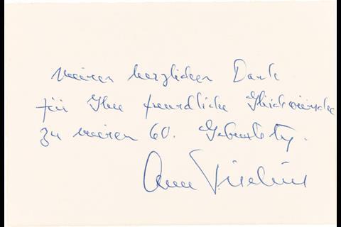 Tiselius handwriting
